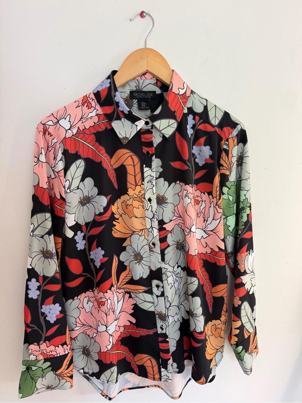 Rachel Zoe Black Floral Button-Down Shirt